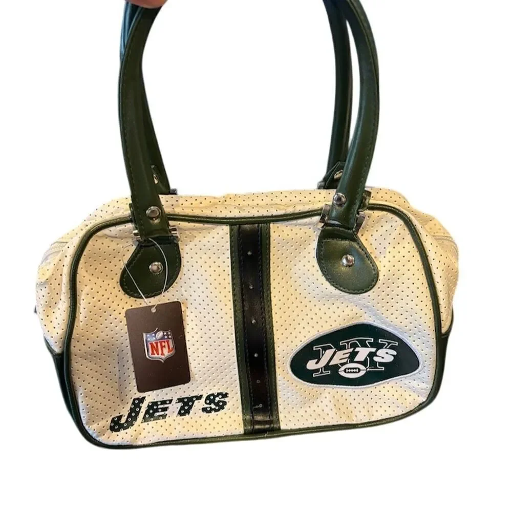 New York Jets NFL Bowler Handbag Green & White Football Fan Gear